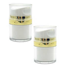 JUVITUS (2 pack) Airless Pump Refillable White and Gold Jar 1.7 oz / 50 ml