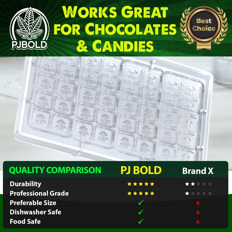Mushroom, Polycarbonate Chocolate Mold, 50mL (65 gram), 10 Piece Bar
