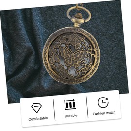 Healeved Vintage Hollow Design Pocket Watch Clamshell Style Retro Antique Durable Material for Friends Family Elegant Decoration for Any Occasion