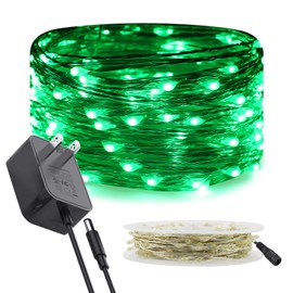 RUICHEN Fairy Lights Plug in, 33 Ft 100 LED Starry String Lights with Spool, Waterproof Silver Wire Firefly Lights for Bedroom Patio Wedding Party Christmas (Green)
