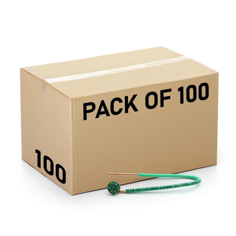 (Pack of 100) 12 AWG Solid Copper Ground Wire with