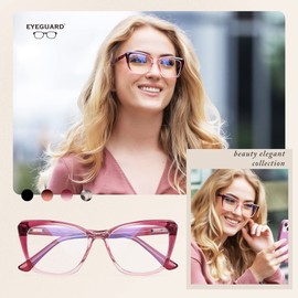 EYEGUARD-Gafas de lectura con luz azul para mujer TR90, gafas de ojo de gato para ordenador, lectores de bisagra de primavera a la moda