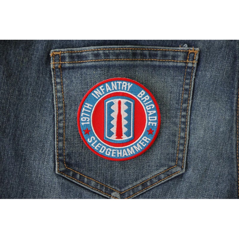 Ivamis 197th Infantry Brigade Iron on Patch Sledgehammer - 3x3