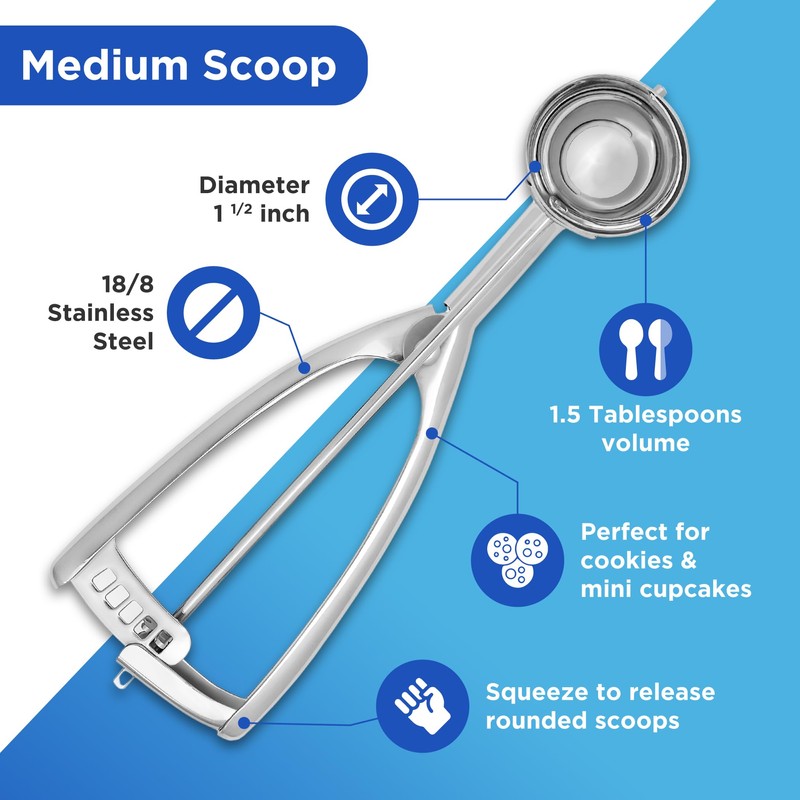 Jenaluca Cookie Scoop & Mini Cupcake Scoop - 18/8 Stainless