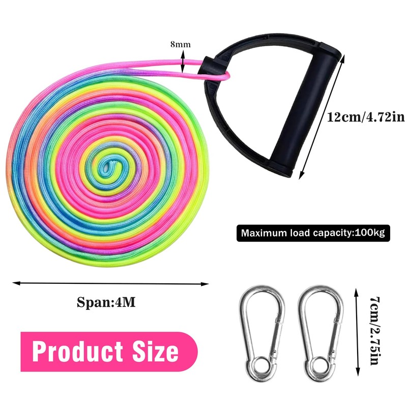 Sledge Rope with Carabiner, Sledge Lead with Handle, 4 m