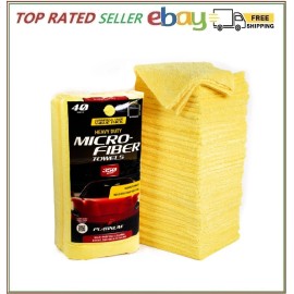 Platinum Series Heavy Duty Multi-Purpose Microfiber Detailing Towel 40 Pk Yellow