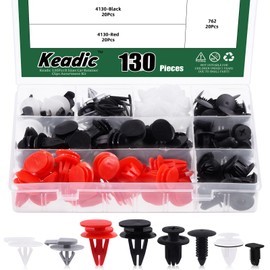 Keadic 130Pcs 8 Style Nylon Car Retainer Push Clips Assortment Set with Plastic Storage Case, Bumper Fender Rivets for Door Trim Panel Trim Cars Truck Motorcycles