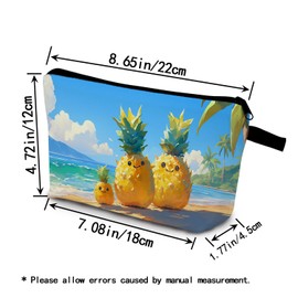 YULUENZE Funny Pineapple Present Pineapple Makeup Bag Cute Small Organizer Bag with Zipper Pineapple Family Print Cosmetic Bag Birthday Presents for Women Friends Sisters