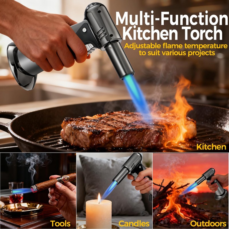 Butane Torch, Refillable Kitchen Cooking Torch Lighter