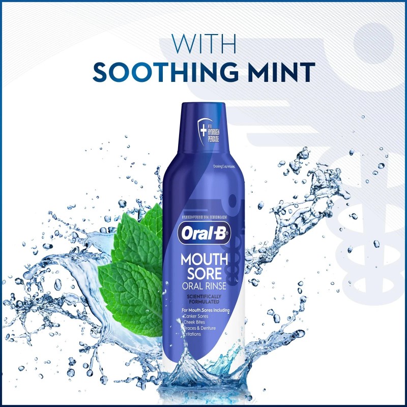 Oral-B Mouth Sore Oral Rinse Soothing Mint Flavor 8oz each,