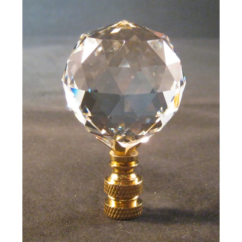 LAMP FINIAL-STUNNING LEADED CRYSTAL LAMP FINIAL-BRASS BASE