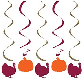 Creative Converting 5 Count Pumpkins and Turkeys Dizzy Danglers, Orange