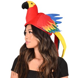 Beistle Unisex Plush Parrot Hat - Hawaiian Luau Party Supplies, Tropical Themed Headwear, Photo Booth Prop, Animal Cap, Novelty Hula Accessory, Bird Costume Dress-Up