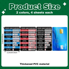 AmazingSpark Poker Hand Rankings Chart Rules Cheat Sheet Cards Poker Hands Ranking Card Beginners Quick Reference Guide Cheat Sheet for Texas Hold (Red,Blue,Black,12 Pcs)