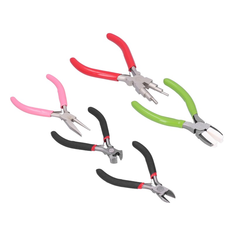 5Pcs Pliers Kit Diagonal Flat Nosed Bail Making Jewelry Pliers