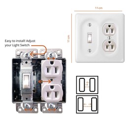 Porcelain Decorative Wallplate, Glazed White, Toggle/Duplex, (4.5" x 4.5" x .375 ' ) _3002TD