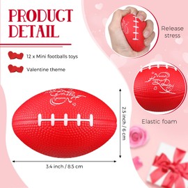 Zhanmai 12 Pieces Valentines Day Gift Mini Footballs Sports Stress Ball Foam Football Toys for School Classroom Exchange Prizes, Stress Relief, Anxiety Relief, Valentine Party Favor Toys