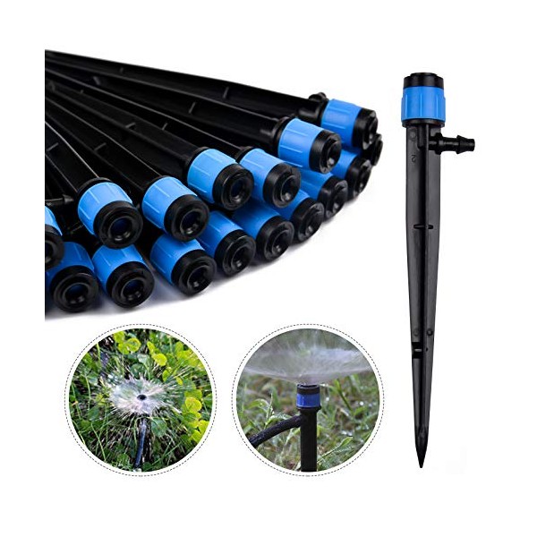 Kalolary 100PCS Irrigation Drippers Drip Emitters, Micro Spray Adjustable 360