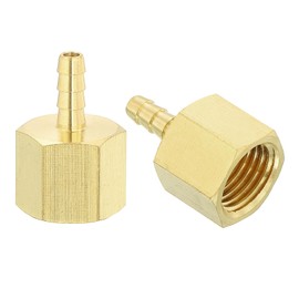 sourcing map 2 Pcs Brass Hose Barb Fittings, 1/8" Barb x 1/4" NPT Female Brass Barb Pipe Fittings Adapter for Connect Pipes Mechanical Devices Plumbing Equipment