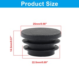 Bonsicoky 12 Pack 1 Inch (25mm) Round Plastic Hole Plugs, Black Pipe Tubing End Cap for Round Metal Tube