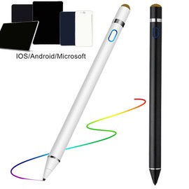 Active capacitive pen stylus ios Android compatible mobile phone tablet painting pen touch screen pen stylus Cloth Head Universal White + Copper Pen Cap