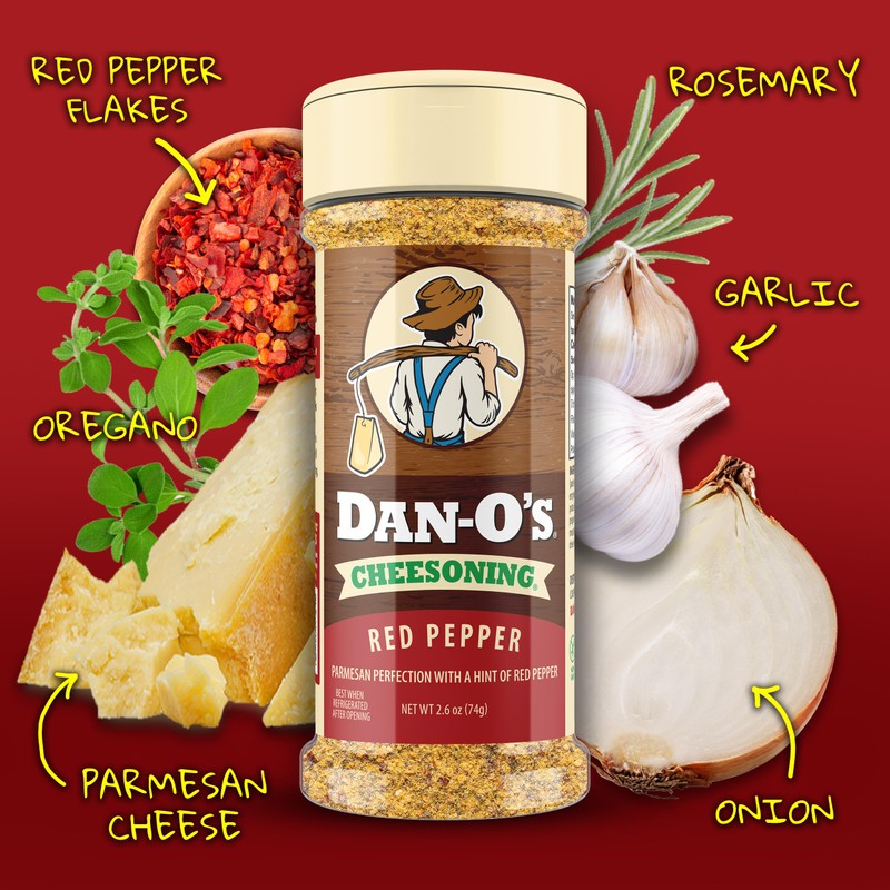 Dan-O's Red Pepper Cheesoning Seasoning, 2.6 oz Bottle, Cheesy Seasoning