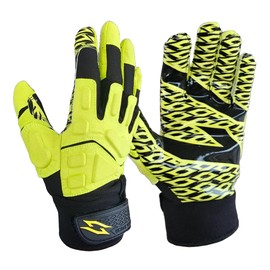 Stealth Padded Football Receiver Gloves - Battle College Lineman, Be a Villain Not a Joker with Padded Stealth Football Gloves with Elite Tacky Grip Palms, Youth, Kids, Men, Boys, Small to XXL Sizes