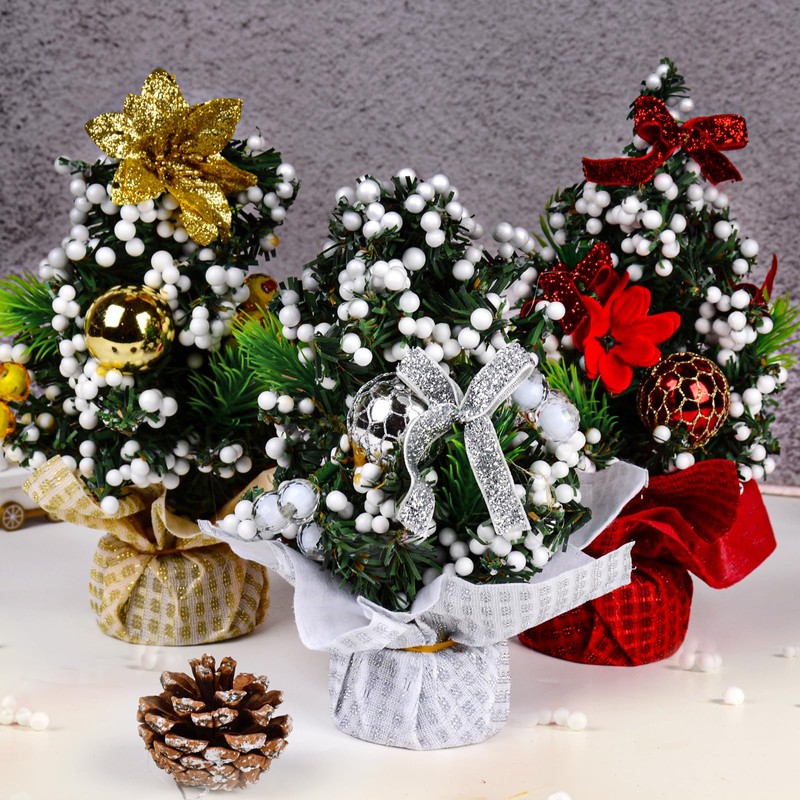 Pack of 3 Small Mini Christmas Trees Artificial Christmas Trees