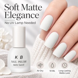 10 mL Matte White Nail Polish, Air Dry, No UV Lamp, Long-Lasting Wear