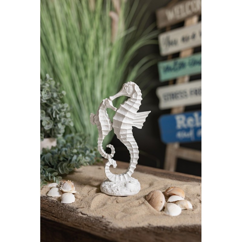 Artificial Seahorse 14 x 24 cm White Sea Decoration Mediterranean