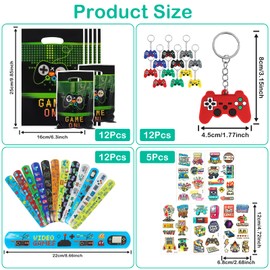 Bomtop Pack of 41 Video Game Party Accessories Children, Pinata Games Birthday Children Video Game Keyring Bracelet Luminous Tattoo Candy Bag Boys Party Birthday Gift for Children