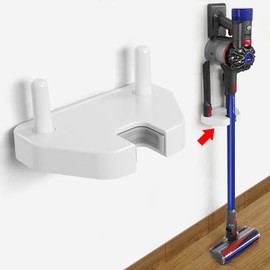 Liboer Universal Vacuum Wall Mount Bracket Compatible with Dyson V8, V7, V6 and Other Brands (4.2-4.96 Inch Handheld) - White Plastic Mounting Bracket