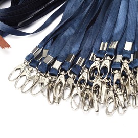 Lanyards Bulk Lanyards for ID Badges 50 Pack Each 17.7-Inch Lanyard Clip Woven Badge Lanyard with Clip Swivel Hooks, Blue, Navy