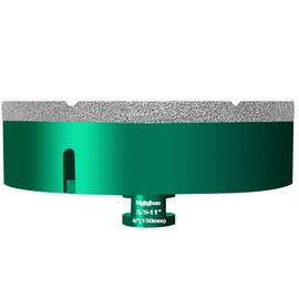 Mgtgbao Diamond Core Drill Bit, 1Pcs 6" (150mm) with 5/8-11 Thread Dry Drilling for Porcelain Tile Ceramic Masonry Brick Granite Marble Stone(Green)