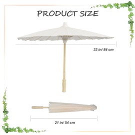 KoKoWill 10 Pack 33 Inches White Paper Umbrellas - Chinese Japanese Vintage-Style Decorative Oiled Paper Parasols Umbrella for Traditional Weddings, Bridal Party,DIY Art