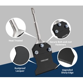 SDS Plus Floor Scraper with Spare Bolts and Nuts, Firecore 4 Inch x 10 Inch Rustproof Tile Removal Tool Thinset Remover Chisel Bits for Rotary Hammer Drill, Flooring Adhesives Remover FS23410B