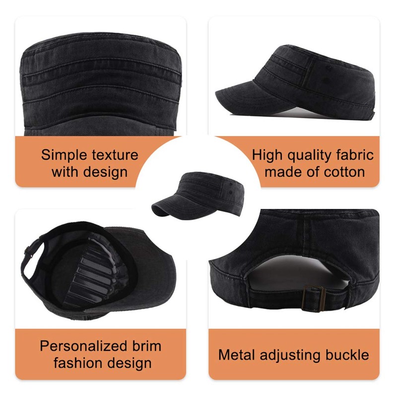 Yutdeng Cotton Flat Cap Men's Military Cap Classic Army Cap
