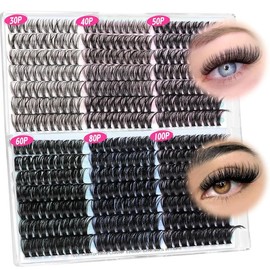 Calphidar Eyelash Clusters Lash Clusters Wispy Individual Lashes 476PCS D-curly Lash Extension 10-16MM Natural Lashes Clusters DIY Cluster Eyelash Extensions for Beginners:_E-30D+40D+50D+60D+80D+100D