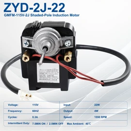 ZYD-2J-22 Refrigerator Refrigeration Fan Motor 115V 60Hz Input 22W Output 4W 1550RPM ZYD2J-22 Freezer Cooling Fan GMFM-115V-2J Shaded-Pole Induction Motor