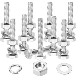 Mr. Pen- Nuts and Bolts, 1/4"-20x1-1/2, 10 Sets, Stainless Steel Hex Head Nut and Bolt Set, Flat & Lock Washers, Stainless Steel Bolts, 1/4 20 Stainless Steel Bolts, 1/4 Bolts and Nuts Set