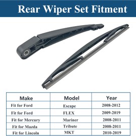 Rear Windshield Wiper Arm & Wiper Blade Set for Ford 2008-2012 Escape & 2008-2012 Mercury Mariner SUV Replacement OEM Number 8L8Z17526C, 8L8Z-17526-C