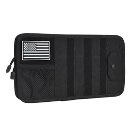 Molle Car Sun Visor Organizer, Car Accessories with Zipper Visor Storage Pouch & Glasses Clip, Molle Panel for Tactical Gears, Fits Most Vehicles, SUVs, Trucks(Black)