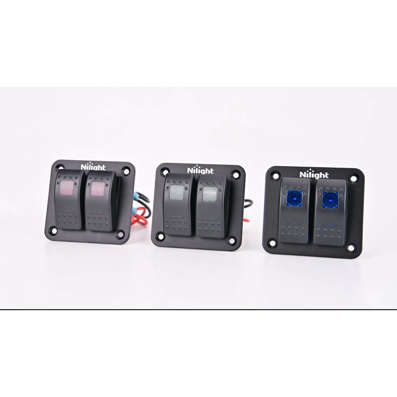 Nilight 2 Rocker Pre Wired Toggle Switch Panel Switches Aluminum