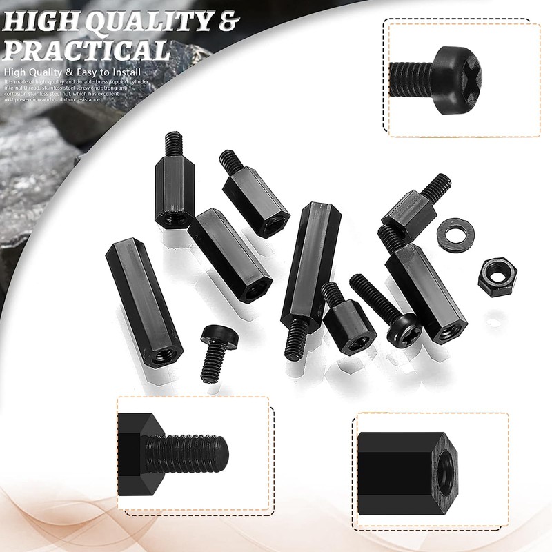 GZLFH 490 Pieces Hex Spacer, Nylon Screw M2.5 M3 Black