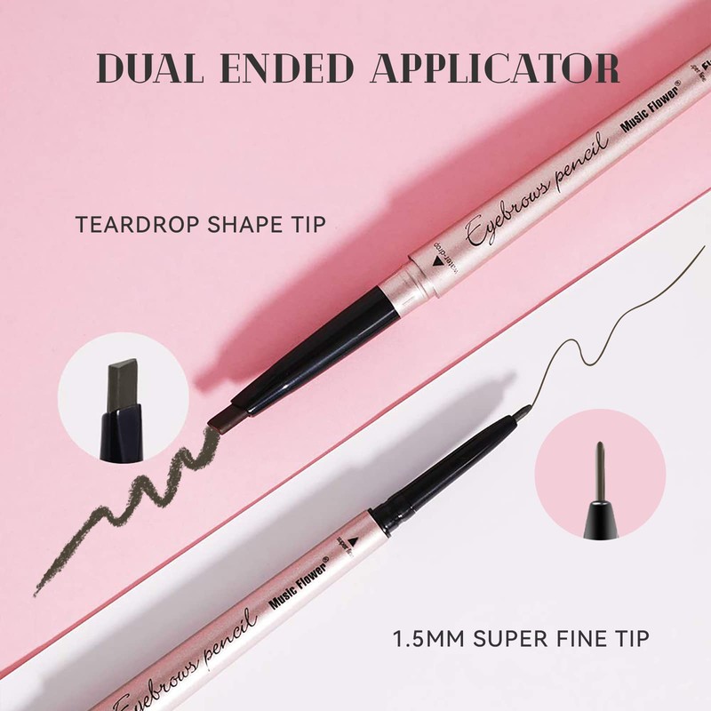 Music Flower Eyebrow Pencil, Waterproof, Double-Sided Eyebrow Pencil, Long-Lasting Eye