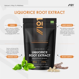 Organic Liquorice Root Extract 500mg – Standardised 5.5% Glycyrrhizic Acid Supplement – 90 Vegan Capsules (3 Months Supply) – Resealable and Recyclable Pouch by Alpha01