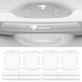 Harrier Door Handle Protectors for All Series|Car Parts|Door Handle Protection & Scratch Resistant|Exterior Parts, Stickers, Covers with Exclusive Logo|Easy Installation|Set of 8 (Transparent, Custom)