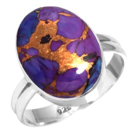 Jeweloporium Copper Purple Turquoise 925 Sterling Silver Ring for Women Stone Cocktail Silver Ring Size L Birthday Gift Victorian Jewelry