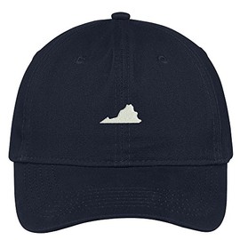 Trendy Apparel Shop Virginia State Map Embroidered Low Profile Soft Cotton Brushed Baseball Cap - Navy