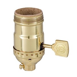 B&P Lamp® Solid Brass Polished and Lacquered Medium Base On/Off Socket with Flat Key